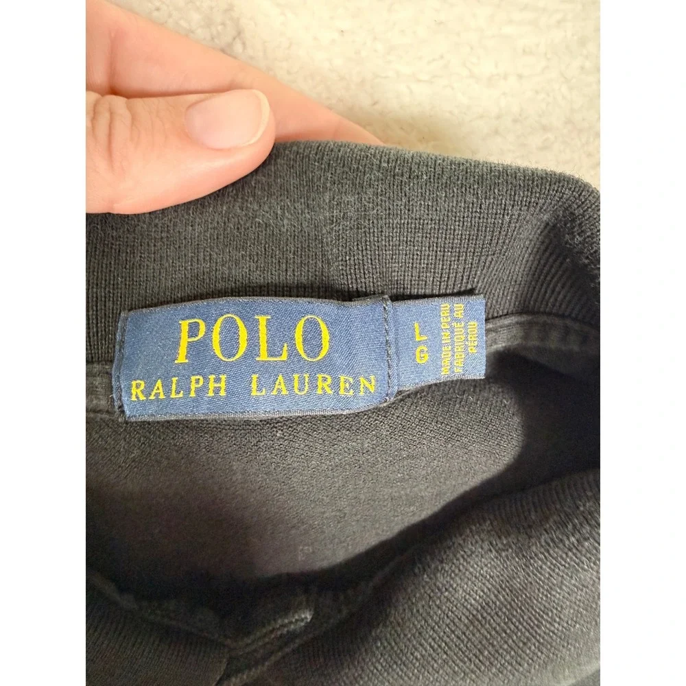 Polo Ralph Lauren Mens Large Black Pima Cotton Stretch Short Sleeve Polo Shirt